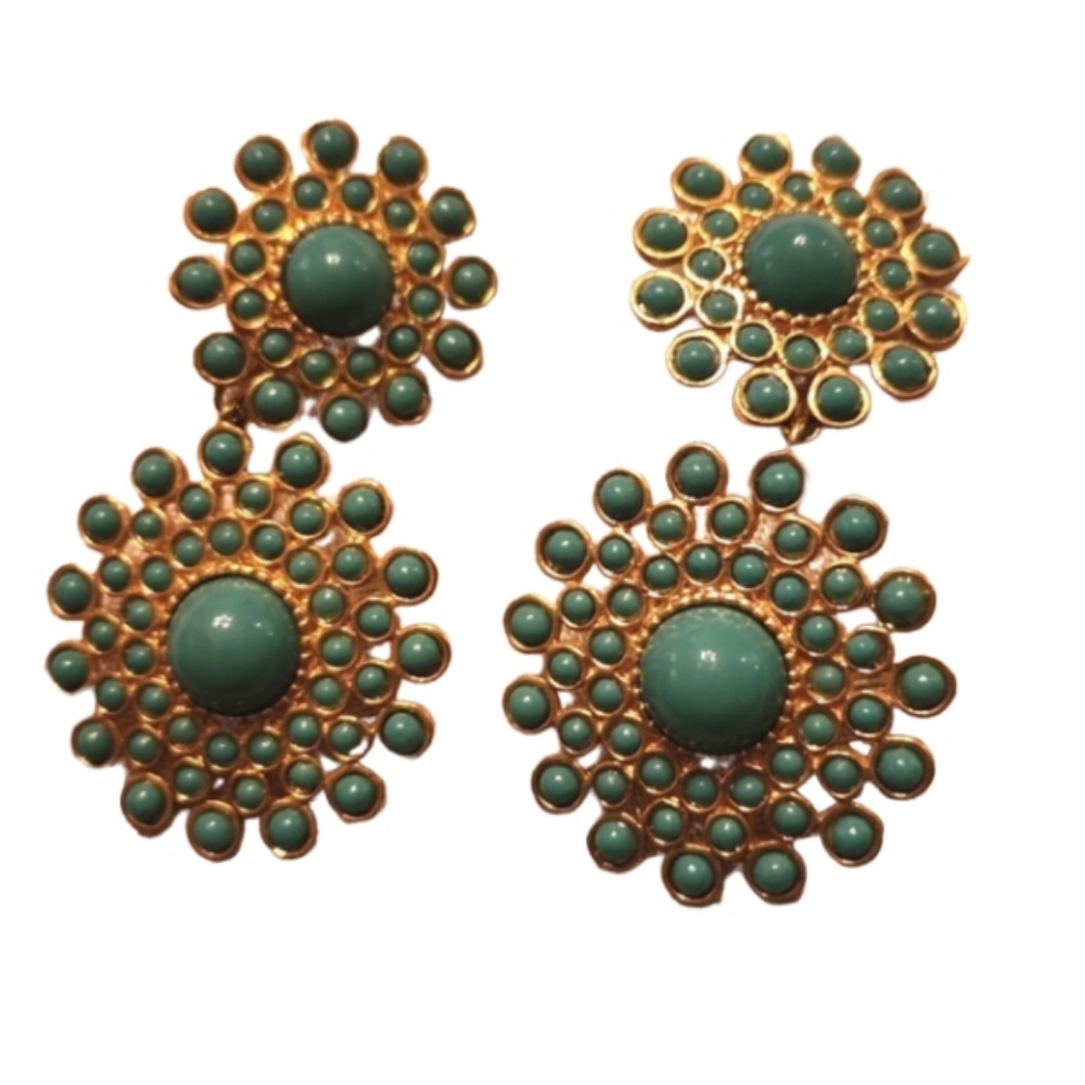 Premier dangle goldtoned Faux Turquoise earrings